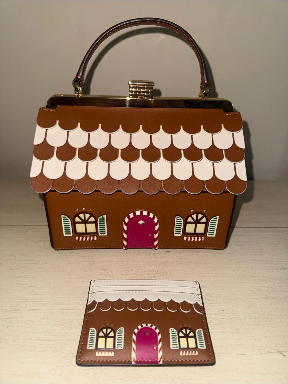NWOT Kate Spade Gingerbread House Crossbody Bag & Card Holder Wallet Set HOLIDAY